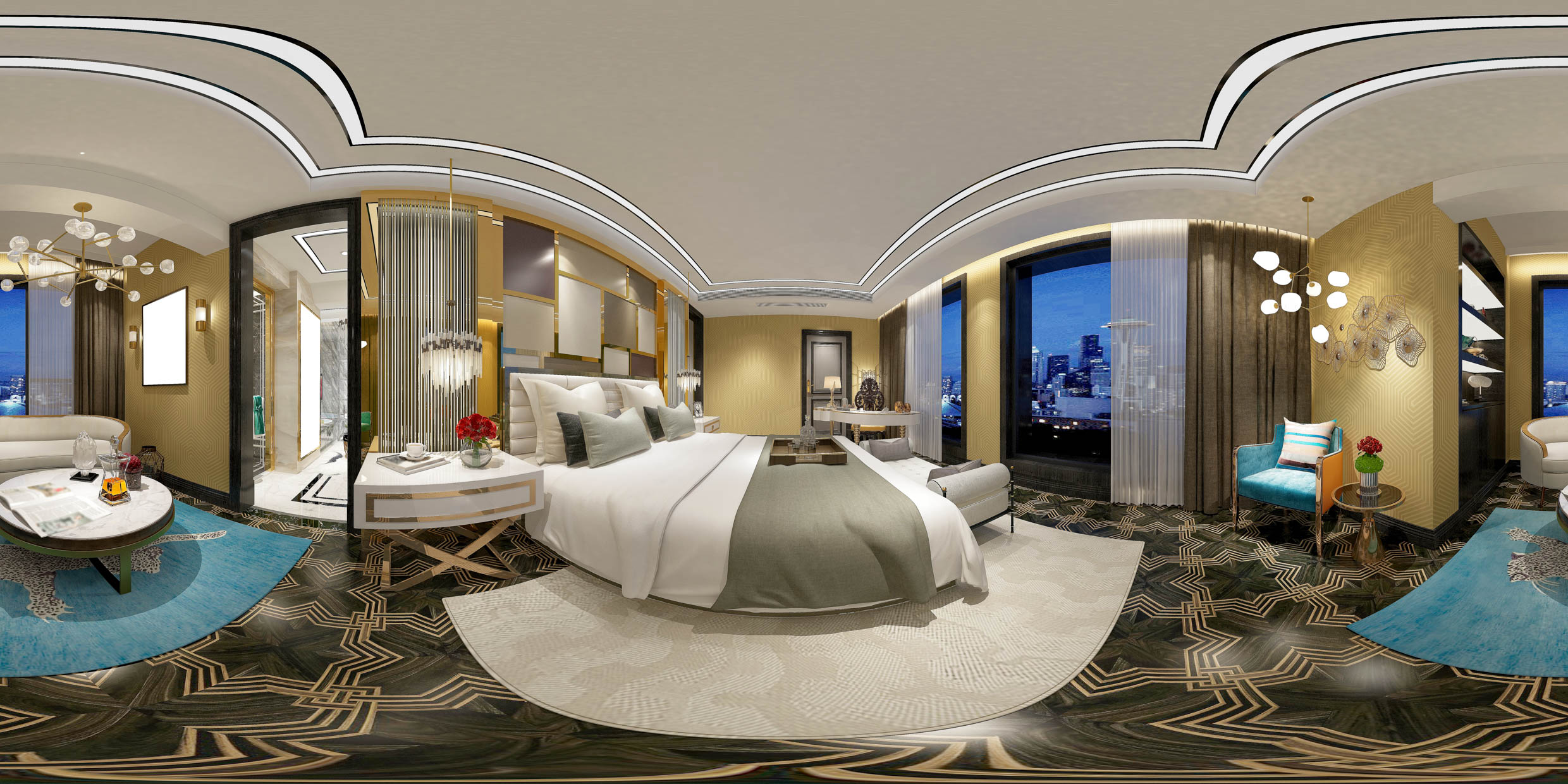 360 degrees hotel bedroom